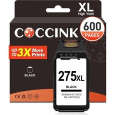 COCCINK 275XL 캐논 275 검정 잉크 TS3722 카트리지 Pixma TR4722 TR4725 TR4720 TR4700 TS3522 TS3520 TS3500 TS37, COCCINK 275XL 캐논 275 검정 잉크 TS3