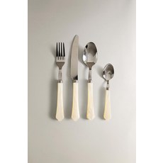 자라 zara 대나무 모양 손잡이 커트러리 4피스 세트 - 펄 / 베이지112155, 단일 사이즈