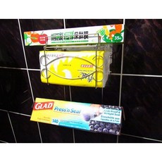 台灣製造 免鑽孔無痕貼片 304不鏽鋼衛生紙架 雙份保鮮膜架套組 上方可置物 牢固可靠 不銹鋼 面紙架 廚房浴室收納, 1個, 不鏽鋼