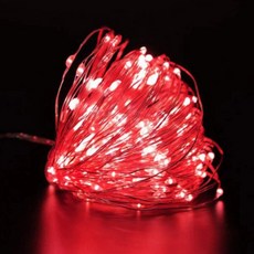 LED 구리 와이어 요정 조명 방수 문자열 배터리 운영 DIY 웨딩 파티 크리스마스 장식 갈 랜드, Red, 1m