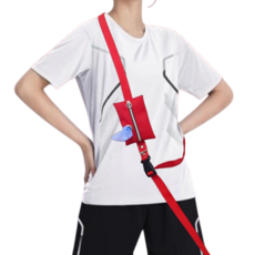 패피퍼피 강아지 핸즈프리 리드줄 풉백 일체형, 레드, 1개