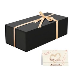 UVTaoYuan 블랙 선물 상자 30.5 x 15.2 10.2cm(12 6 4인치) 접이식 자석 뚜껑 포함 선물 기념품 결혼식 프로포즈 생일 크리스마스 할로윈 명, Black-12x6x4 Inch-1pcs