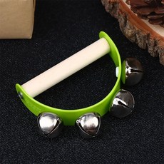 나무 반원형 핸드 링 벨 탬버린 악기 오르프 클래퍼 핸들 교육용, 1개, 2. Green