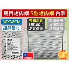 鍊目烤肉網 S型 30X38cm 鑄鐵材質 台灣製造, 1個