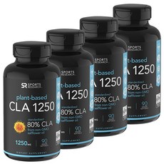 SPORTS RESEARCH 80%共軛亞麻油酸軟膠囊 1250mg Vegan 無麩質, 90 件, 4個