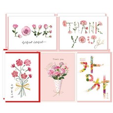 종이배카드 감사카드 5종 카드 10p + 봉투 10p, 10매, 혼합 색상