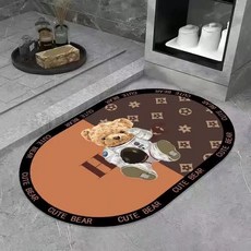 반려동물 미끄럼방지매트 초흡수성 건조 급식 고양이, 1개, 우주 곰 타원형, 60x90.2cm