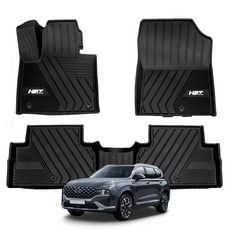 에이치엠티 TPE 자동차매트 풀커버 3D 바닥카매트, 현대, 더뉴싼타페TM/가솔린_디젤(20년07월~23년07월), 블랙