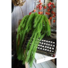 仿真雪松裝飾植物 2支 綠色/白色 垂掛松針 聖誕牆壁裝飾, 1個, 白色2支, 白色