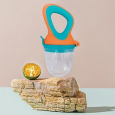 ibooooo 矽膠嬰兒果蔬咬咬袋, 藍橙色, 1個