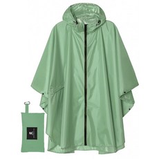 유니 레인 판초 후드 방수 우비 재킷 성인 여성 용 남성용(카키-화이트), 초록색