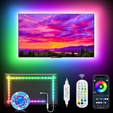 데이밋 RGB 984피트 LED 스트립 조명 3243인치 TV용 드림컬러 음악 동기화 TV 백라이트 색상 변경 홈 게이밍 룸 및 크리스마스 장식용 APP 리모컨, Dream colored, 1_9.84ft for
