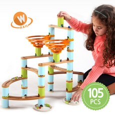 [친환경교구] 우디레일_어드밴스(105pcs+교재2권) 레일블록 롤러코스터 기관용 어린이집 유치원 특수학급 인지교구