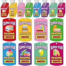 해외 Dansydaisy 32피스 학생 학업 인센티브 아크릴 상 태그 체인 포함 인식 교육 어워드 상품 벌크 학교 교실 보상 교사 용품 8가지 스타일 미국매장정품+ 172547, 슈퍼스타 리딩 어워드.