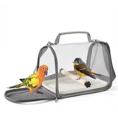 스탠드 앵무새 투명 이동가방 새이동장, 1개, 그레이