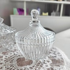 크리스탈 유리 미니 보석함 주얼리 악세사리 보관함 줄무늬 나비, 1개, 둥근줄무늬