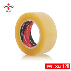 오공 정품 국내산 100M투명 테이프 중포장용 65mic, 1개