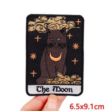 타로 카드 패치 리더/고양이/달/커피 자수 아플리케 DIY 아이언 의류 용 열 접착, PE8734CT