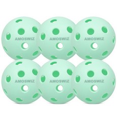 Amoswiz 실내 피클볼 볼 26홀 피클 볼 6팩 USAPA 승인 높은 가시성 내구성 있는 피클볼 훈련 및 토너먼트 그린 468056, 6 Light Green Indoor Balls wit