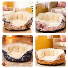 寵物窩 狗窩 貓窩 寵物床 舒適保暖 可愛花色 適用中小型犬貓, 1個, 耐髒型灰絨【流氓兔】,小型寵【47*40*高25CM】適用4.