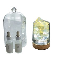 無火香薰禮盒 小夜燈擺件 白茶香氛, 1個, 450ml, 北卡藍 三色變光充電底座 004 白茶清竹林 力薦清新白茶