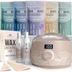 민감성 피부를 위한 스트레스 웰니스 왁싱 키트 - 얼굴 및 피부에 안전하고 준비 애프터케어 물티슈 사용하기 쉬우며 비키니 브라질리언 전신용 홈 검은색 디스플레이 없음, Bare Beauty: Dusty, 100g, 1