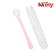 누비 실리콘 롱핸들 이유식 스푼&케이스, 베이비핑크, 1개