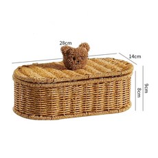 틈새 라탄바구니 등나무 수납바구니 사각라탄바구니 보관함, 1개, H. 타원형 소형 디자인