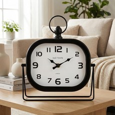 MICWIC Vintage Metal Table Clock - 9.8\" Retro Silent Non-Ticking Desk Clock with Pocket Watch Styl, MICWIC Vintage Metal Table Clo