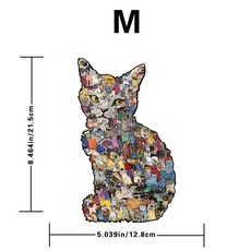 LIUlu爆款方塊貓拼圖拼裝玩具存錢罐異形不規則木質拼圖, 1個, JJM25052普通款M  1盒
