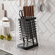 칼꽃이블럭 가정용 주방 업소용 꽃이 칼보관 칼보관함, 1개, 두꺼워진 304 블랙 물받이포함