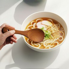 딱다구리 티크나무 미니주걱 라멘 우동스푼 누들스푼, 1개, 우드