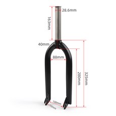 BMX 黑色鉻鉬鋼強化前叉，適用於20吋街車小輪車, 銀色前叉, 1個