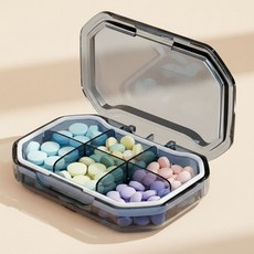 하코인하코 휴대용알약케이스 타블렛 약통 알약통 4칸+6칸, 1세트, 투명블루4탄+6칸