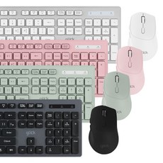 지클릭커 OFFICE PRO 인체공학 무소음 무선 키보드 + 마우스 세트, 오피스프로wmk10, 화이트+전용키스킨