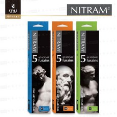 【時代中西畫材】加拿大NITRAM 學院級 方形軟質炭筆 5mm 5支入 三種硬度可選, 1個, 橘盒 - HB