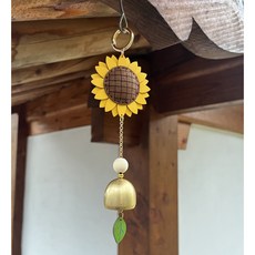 핸드메이드 행운 부자 기원 해바라기 비건 가죽 도어벨 재물운 재물복 현관문 꾸미기 장식 인테리어 소품