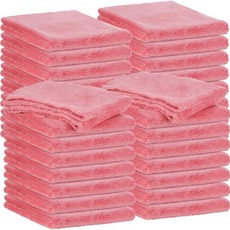 시메야오 30개 16 x 16인치 엣지리스 마이크로파이버 플러시 타월 차량 디테일링 건조 세척 광택용 흡수성 청소천 500 GSM 다크 블루, 30, Vivid Red, 16 x 16 Inch