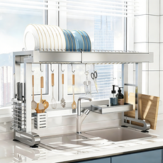 Mosashoe 식기 건조대 304 스텐 식기건조대 설거지건조대 길이조절 1단 2단 싱크대 정리선반, 1개, 올인원 모델