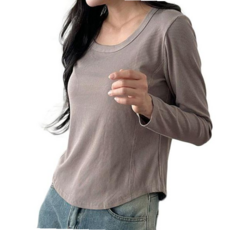 티셔츠 베이직 여성 데일리룩 긴팔티 59000EA 1EA, 연베이지 FREE