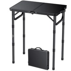 FUNYKICH 61 4CM 5CM 캠핑 야외 39 바베큐 52 해변 가능 테이블 8인치, Tabletop size: L22.8"xW15.7", 블랙.