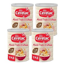 네슬레 세레락 과일 & 밀 유아 시리얼 7-36개월용 1kg, 4개, 밀 바나나 사과 오렌지