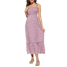 [ 1173718 ] 코주인 여성용 쁘띠 플러스 사이즈 스파게티 스트랩 보헤미안 맥시 프렌치 드레스 핑크 플로럴