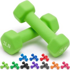 Portzon 네오프렌 덤벨 핸드 웨이트 2개 세트 미끄럼 방지 구름 방지 1.8kg 퍼플, 2-0.9kg(2파운드), 한 쌍, 초록색