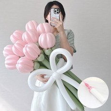 풍선꽃다발 요술 풍선꽃 만들기 세트 DIY 튤립 데이지, 1세트, 핑크그린+손펌프
