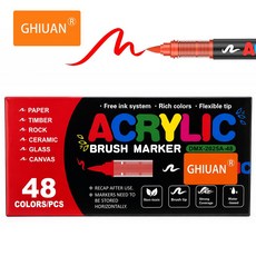 GHIUAN 아크릴 안료 직액식 단일 헤드 마크 펜, 1개, 48개