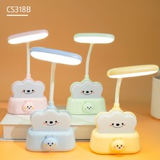 萌寵護眼小檯燈創意桌面檯燈LED閱讀學習充電牀頭擺件可愛小夜燈, 小兔B款:黃色