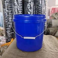 10陞塑料桶10公斤圓桶帶蓋無蓋級10Kg壓蓋桶黑色螺旋桶白紅黃 02, 1個, 全新料10陞無蓋藍
