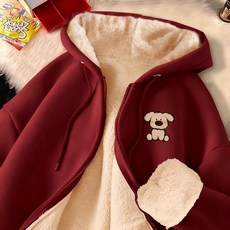 ~5xl 빅사이즈 남녀공용 기모 후드티 귀여운 캐릭터 프린트 뽀글이 양털 후드 집업 가을 겨울 도톰 따뜻한 학생 트레이닝 아우터