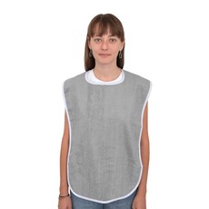 成人/老人加大防水圍兜：吃飯口水巾、長者肚兜，防污易清潔, 灰色【經典雙面毛巾佈吸水防污款】, 1個, 1個裝